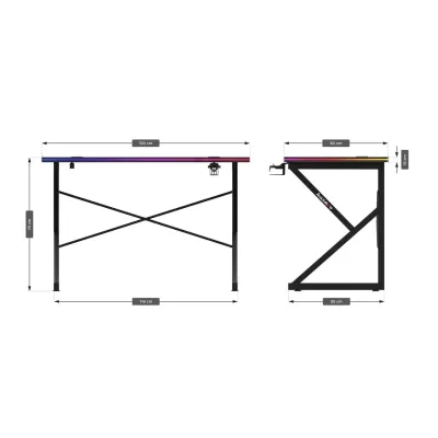 Комп'ютерний стіл huzaro Hero 1.7 RGB 120x60x77 см Black