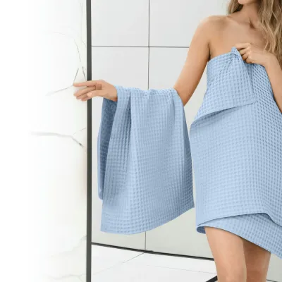Полотенце вафельное COSAS Skyey Greek Waffle 25x50 см Голубой