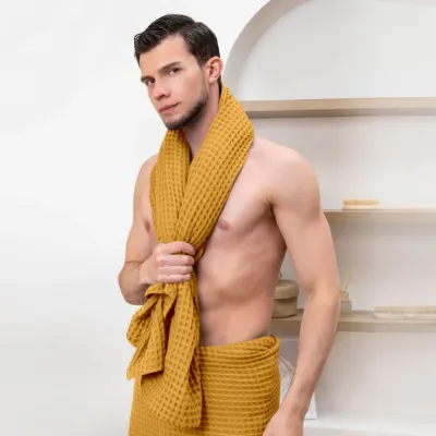 Полотенце вафельное COSAS Curcuma Greek Waffle 115x100 см Золотистый Полотенце вафельное COSAS Curcuma Greek Waffle 115x100 см Золотистый