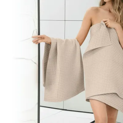 Полотенце вафельное COSAS Magnolia Greek Waffle 115x100 см Ореховый