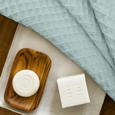 Рушник вафельний COSAS Agave Greek Waffle 45x90 см Блакитний