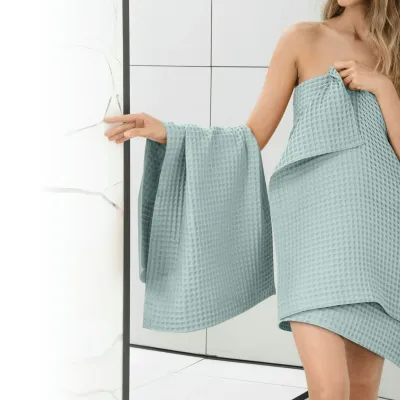 Рушник вафельний COSAS Agave Greek Waffle 55x100 см Блакитний