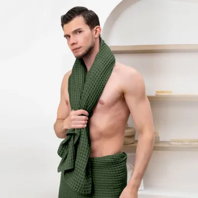 Полотенце вафельное COSAS Basil Greek Waffle 55x100 см Изумрудный