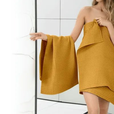 Рушник вафельний COSAS Curcuma Greek Waffle 75x75 см Золотистий