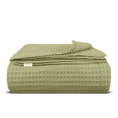 Плед покрывало вафельное COSAS Sage Greek Waffle 75x95 см Зеленый