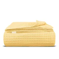 Плед покривало вафельне COSAS Summer Greek Waffle 200х220 см Жовтий