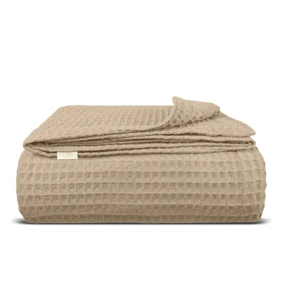 Плед покривало вафельне COSAS Beige Greek Waffle 230х240 см Бежевий