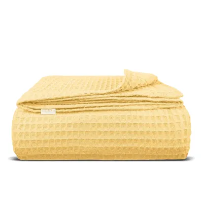 Плед покривало вафельне COSAS Summer Greek Waffle 240х260 см Жовтий