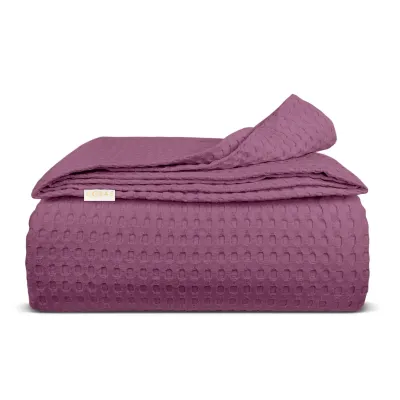 Плед покрывало COSAS Ruby Waffle Weave 160х230 см Марсала