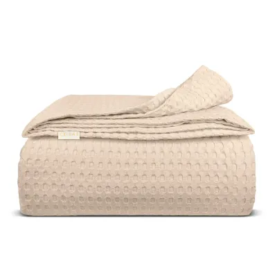 Плед покривало COSAS Cappuccino Waffle Weave 200х220 см Бежевий