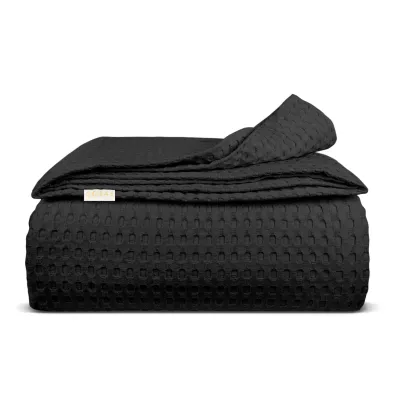 Плед покривало COSAS Black Waffle Weave 240х260 см Чорний