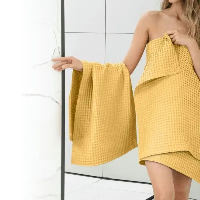 Рушник вафельний COSAS Summer Greek Waffle 25x50 см Жовтий