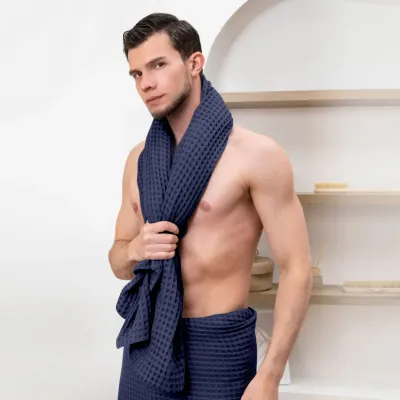 Рушник вафельний COSAS Denim Greek Waffle 55x100 см Темно-синій Рушник вафельний COSAS Denim Greek Waffle 55x100 см Темно-синій