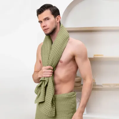 Полотенце вафельное COSAS Sage Greek Waffle 115x100 см Зеленый Полотенце вафельное COSAS Sage Greek Waffle 115x100 см Зеленый