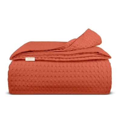 Плед покривало COSAS Rust Waffle Weave 110х140 см Помаранчевий