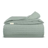 Плед покривало COSAS Agave Waffle Weave 200х220 см Зелений