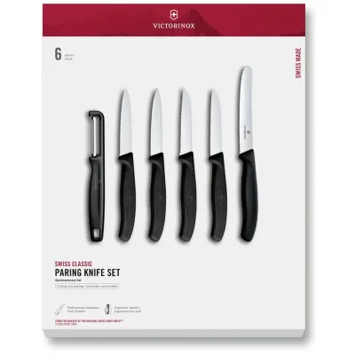 Набір для чистки овочів Victorinox Swiss Classic Paring Set Чорний 6 шт (6.7113.61G)