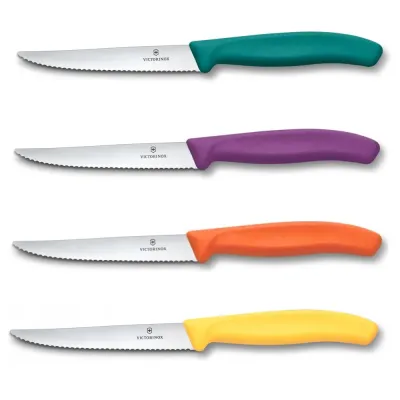 Набір ножів з підставкою Victorinox Swiss Classic Steak&Pizza Block 12 см Різнокольоровий 5 шт (6.7126.4C1)