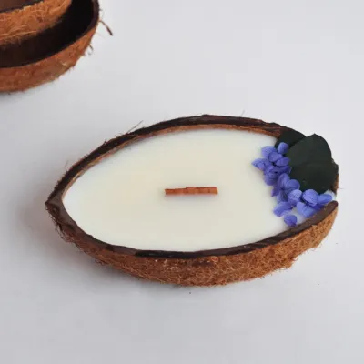 Ароматична свічка Spokiy SP2344 із сухоцвітом Coconut 100 г Біло-коричневий (72083)