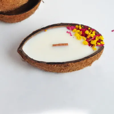 Ароматична свічка Spokiy SP2344-1 із сухоцвітом Coconut 100 г Біло-коричневий (72084)