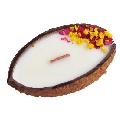 Ароматическая свеча Spokiy SP2344-1 с сухоцветом Coconut 100 г Бело-коричневый (72084)