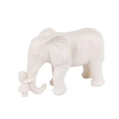 Інтер'єрна статуетка Sabefet Elephant and Girl 24.3 x 16.3 см Білий (265665)