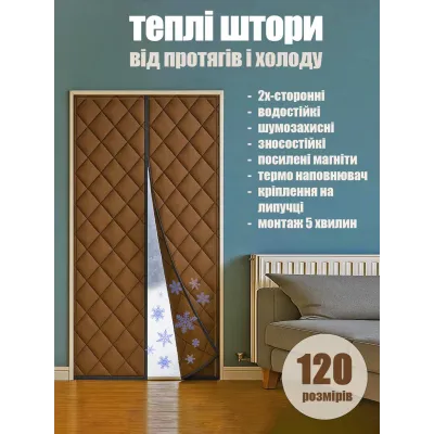 Теплоштора для дверей No Brand Clip-on 0.9x2.1 м Коричневий (hub_5exfi2) Теплоштора для дверей No Brand Clip-on 0.9x2.1 м Коричневий (hub_5exfi2)