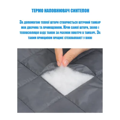 Теплоштора для дверей No Brand Clip-on 0.8x2.1 м Темно-сірий (hub_4w4yag)