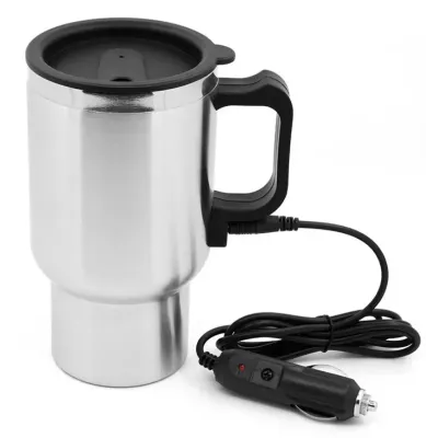 Автомобільний термокухоль із підігрівом No Brand Electric Mug 350 мл Сріблястий (2104619115)