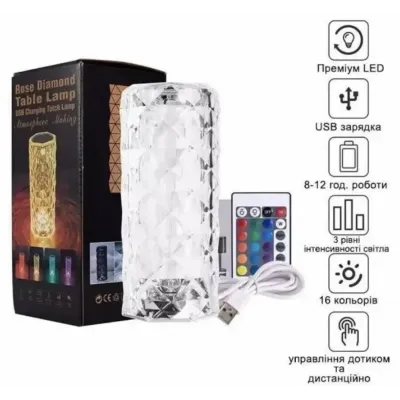 Ночник настольный сенсорный No Brand Crystal Rose RGB Прозрачный (2104619151)
