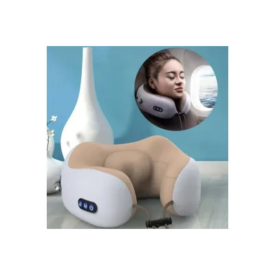 Подушка масажна для шиї No Brand U-Shaped Massage Pillow 24х26х12 см Сірий (1644421265)