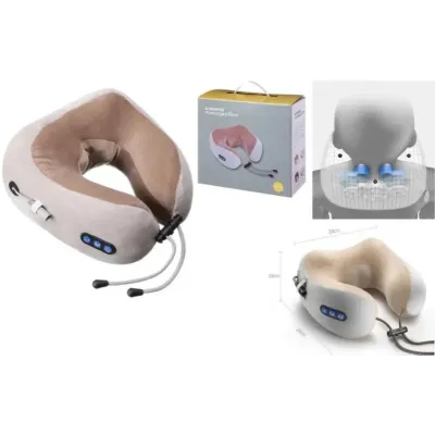 Подушка масажна для шиї No Brand U-Shaped Massage Pillow 24х26х12 см Сірий (1644421265)