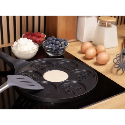 Сковорода для млинців і панкейків Kamille Christmas Pancake 26 см Чорний (4210)