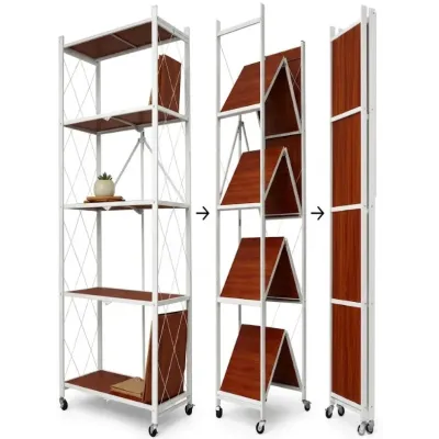 Складной стеллаж на колесах No Brand 150x70x38 см Коричневый (2104619366)