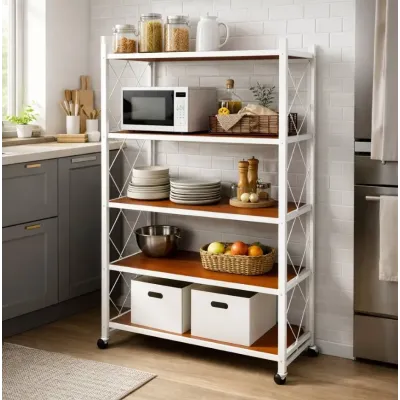 Складной стеллаж на колесах No Brand 150x70x38 см Коричневый (2104619366)