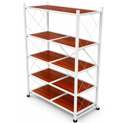 Складной стеллаж на колесах No Brand 150x70x38 см Коричневый (2104619366)