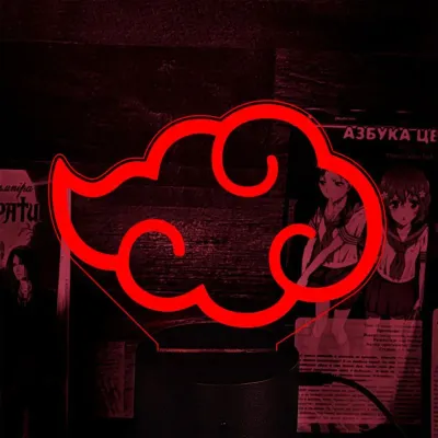 Светильник-ночник Bioworld Знак Акацуки Наруто USB Разноцветный (28066)