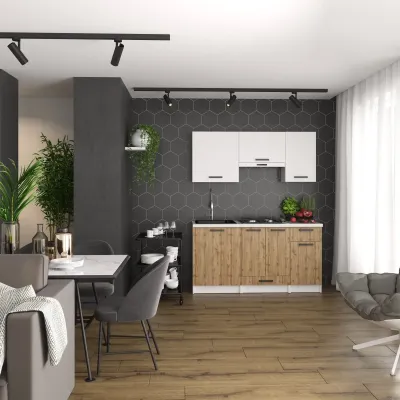 Кухня модульна Mebel Star Nika 1.6 м Аляска білий/Дуб тахо (MBS-1449) Кухня модульна Mebel Star Nika 1.6 м Аляска білий/Дуб тахо (MBS-1449)