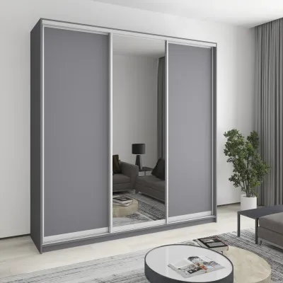 Шафа-купе тридверна Mebel Star Стандарт AL 230х60х240 см Антрацит (MBS-1841)