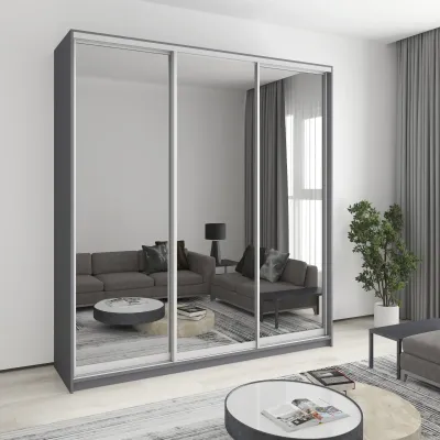 Шафа-купе тридверна Mebel Star Стандарт AL 220х45х240 см Антрацит (MBS-1862)
