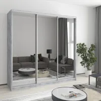 Шкаф-купе трехдверный Mebel Star Стандарт AL 210х45х210 см Бетон (MBS-3013)