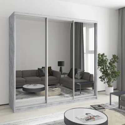 Шафа-купе тридверна Mebel Star Стандарт AL 220х45х210 см Бетон (MBS-3014)