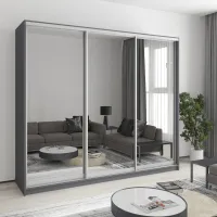 Шкаф-купе трехдверный Mebel Star Уни AL 240х45х210 см Антрацит (MBS-3113)