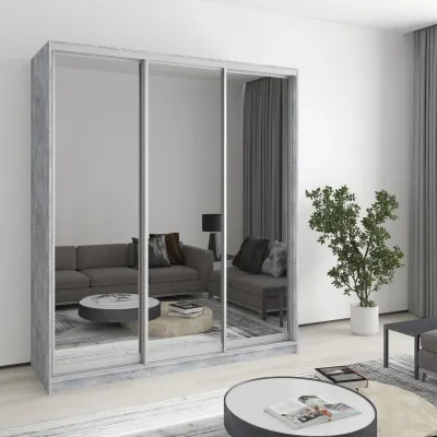 Шафа-купе тридверна Mebel Star Комбо AL 180х45х210 см Бетон (MBS-3270)
