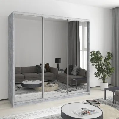Шафа-купе тридверна Mebel Star Комбо AL 210х45х210 см Бетон (MBS-3273)