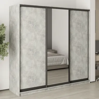 Шафа-купе тридверна Mebel Star Стандарт BG 220х60х210 см Бетон (MBS-8386)