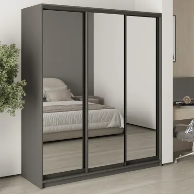 Шафа-купе тридверна Mebel Star Стандарт BG 180х45х210 см Антрацит (MBS-8448)