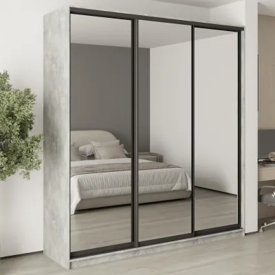 Шафа-купе тридверна Mebel Star Стандарт BG 220х45х240 см Бетон (MBS-8812)