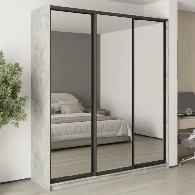Шафа-купе тридверна Mebel Star Стандарт BG 210х60х240 см Бетон (MBS-8817)