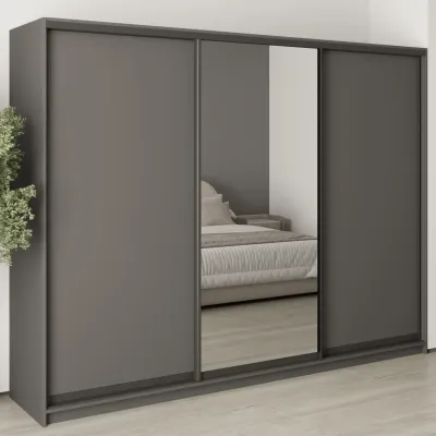 Шафа-купе тридверна Mebel Star Комбо BG 270х45х210 см Антрацит (MBS-9077)